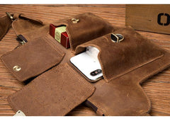 Brown Leather Mens Fanny Pack Waist Bag Hip Pack Belt Bags Bumbag for Men - iwalletsmen