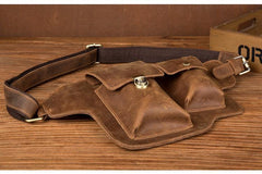 Brown Leather Mens Fanny Pack Waist Bag Hip Pack Belt Bags Bumbag for Men - iwalletsmen