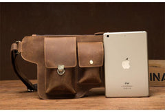 Brown Leather Mens Fanny Pack Waist Bag Hip Pack Belt Bags Bumbag for Men - iwalletsmen