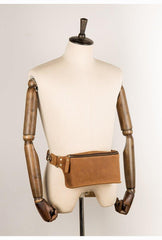 Cool Brown Leather Mens Fanny Packs Waist Bag Hip Pack Belt Bag Bumbag for Men - iwalletsmen