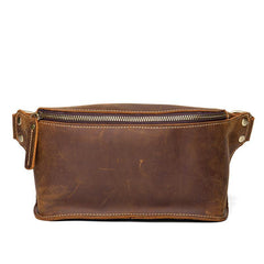 Cool Brown Leather Mens Fanny Packs Waist Bag Hip Pack Belt Bag Bumbag for Men - iwalletsmen