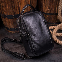 Vintage Brown Leather Mens Crossbody Pack Sling Bag Sling Pack Casual Chest Bags One Shoulder Backpack for Men - iwalletsmen