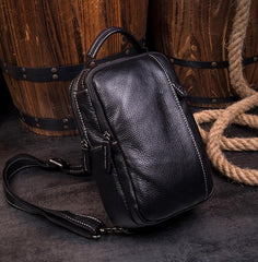 Vintage Brown Leather Mens Crossbody Pack Sling Bag Sling Pack Casual Chest Bags One Shoulder Backpack for Men - iwalletsmen