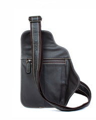 Dark Brown Leather Mens Cool Sling Bag Crossbody Pack Black Chest Bag for men - iwalletsmen