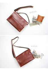 Dark Coffee Leather Mens Casual Small Courier Bag Messenger Bags Amber Postman Bag For Men - iwalletsmen