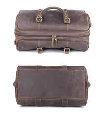 Dark Brown Leather Mens Casual Large Travel Bag 16