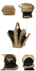 Dark Brown Leather Mens Casual Mini Courier Bag Messenger Bags Belt Bag Belt Pouch For Men - iwalletsmen