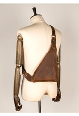 Vintage Brown Leather Mens Sling Bag Coffee Cool Crossbody Pack Chest Bag for men - iwalletsmen