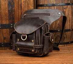 Cool Brown Leather Mens Fanny Pack Khaki Waist Bags Belt Tool Bag Hip Pack Belt Bag Bumbag for Men - iwalletsmen