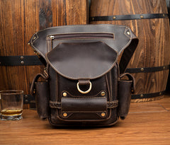 Cool Brown Leather Mens Fanny Pack Khaki Waist Bags Belt Tool Bag Hip Pack Belt Bag Bumbag for Men - iwalletsmen