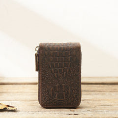Dark Brown Leather Mens Small Card Wallet Card Holder Coin Purse For Men - iwalletsmen