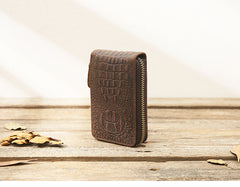 Dark Brown Leather Mens Small Card Wallet Card Holder Coin Purse For Men - iwalletsmen