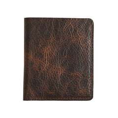 Dark Brown Leather Mens Small Wallets Bifold Vintage billfold Wallet Front Pocket Wallet for Men - iwalletsmen