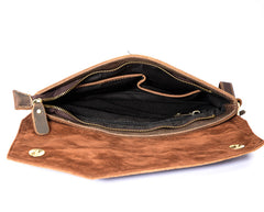 Dark Brown Vintage Leather Wristlet Bag Mens Tablet Bag Handy File Bag Clutch Bag For Men - iwalletsmen