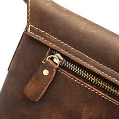 Dark Brown Vintage Leather Wristlet Bag Mens Tablet Bag Handy File Bag Clutch Bag For Men - iwalletsmen