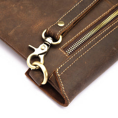 Dark Brown Vintage Leather Wristlet Bag Mens Tablet Bag Handy File Bag Clutch Bag For Men - iwalletsmen