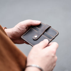 Vintage Brown Slim Leather Mens Card Wallets Small Card Holder Front Pocket Wallet For Men - iwalletsmen