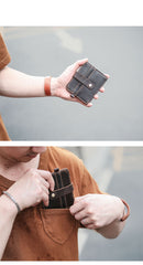 Vintage Brown Slim Leather Mens Card Wallets Small Card Holder Front Pocket Wallet For Men - iwalletsmen