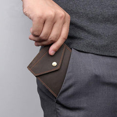 Dark Brown Small MENS LEATHER Bifold Wallet Card Brown billfold Wallet FOR MEN - iwalletsmen