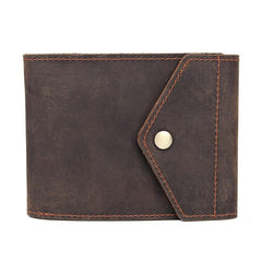 Dark Brown Small MENS LEATHER Bifold Wallet Card Brown billfold Wallet FOR MEN - iwalletsmen