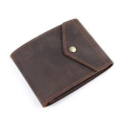 Dark Brown Small MENS LEATHER Bifold Wallet Card Brown billfold Wallet FOR MEN - iwalletsmen