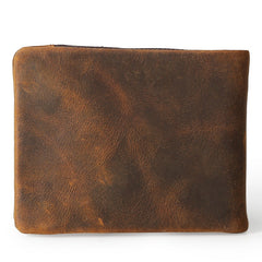 Dark Brown Small MENS LEATHER Brown Trifold Wallet SLIM billfold Brown Wallet FOR MEN - iwalletsmen