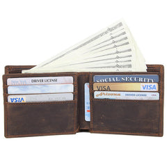 Cool Dark Brown Vintage Bifold Small Wallet Leather Mens Black billfold Small Wallet Card Wallet Coin Purse For Men - iwalletsmen