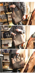 Dark Brown Vintage Leather Men Large Tote Bag Courier Tote Messenger Bag Tote For Men - iwalletsmen