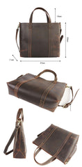Dark Brown Vintage Leather Men Large Tote Bag Courier Tote Messenger Bag Tote For Men - iwalletsmen