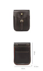 Dark Brown Vintage Leather Mens Small Messenger Bag Waist Bag Belt Pouch Bag For Men - iwalletsmen