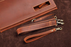 Dark Brown MENS LEATHER SLIM CLUTCH ENVELOPE BAG CLUTCH BAG FOR MEN - iwalletsmen