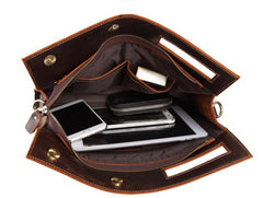 Dark Brown MENS LEATHER SLIM CLUTCH ENVELOPE BAG CLUTCH BAG FOR MEN - iwalletsmen