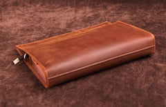 Dark Brown MENS LEATHER SLIM CLUTCH ENVELOPE BAG CLUTCH BAG FOR MEN - iwalletsmen