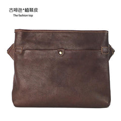 Dark Coffee Leather Mens Casual Small Courier Bag Messenger Bags Brown Postman Bag For Men - iwalletsmen