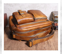 Brown Cool Leather Mens 14 inches Side Bag Gray Courier Bag Messenger Bag for Men - iwalletsmen