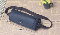 Gray Canvas Leather Mens Green Barrel Postman Bag Bucket Messenger Bag Side Bag For Men - iwalletsmen