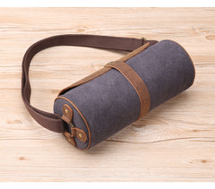 Gray Leather Mens Green Barrel Sling Bag Postman Bag Bucket Messenger Bag Side Bag For Men - iwalletsmen