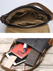 Small Waxed Canvas Mens Waterproof Green Side Bag Courier Bag Messenger Bag for Men - iwalletsmen