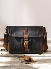 Small Waxed Canvas Mens Waterproof Green Side Bag Courier Bag Messenger Bag for Men - iwalletsmen