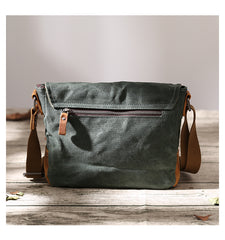 Small Waxed Canvas Mens Waterproof Green Side Bag Courier Bag Messenger Bag for Men - iwalletsmen