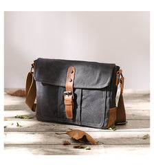 Small Waxed Canvas Mens Waterproof Green Side Bag Courier Bag Messenger Bag for Men - iwalletsmen