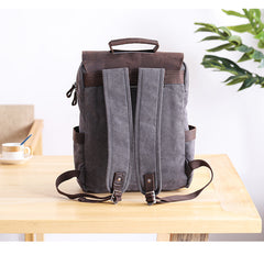 Dark Gray Waxed Canvas Mens Large 15'' Laptop Backpack College Backpack Hiking Backpack for Men - iwalletsmen