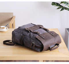 Dark Gray Waxed Canvas Mens Large 15'' Laptop Backpack College Backpack Hiking Backpack for Men - iwalletsmen