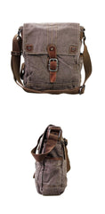 Canvas Black Mens 10 inches Small Vertical Postman Bag Messenger Bags Courier Bag For Men - iwalletsmen