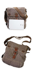 Canvas Black Mens 10 inches Small Vertical Postman Bag Messenger Bags Courier Bag For Men - iwalletsmen