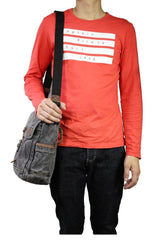 Canvas Black Mens 10 inches Small Vertical Postman Bag Messenger Bags Courier Bag For Men - iwalletsmen