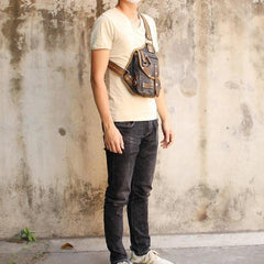 cross body chest bag​ Canvas Sling Pack One Shoulder Backpack For Men Cool Sling Bag Mens Chest Bag