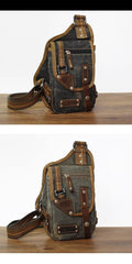 motorcycle chest bag​ Canvas Sling Pack One Shoulder Backpack For Men Cool Sling Bag Mens Chest Bag