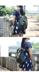 Fashion Denim Blue Mens Womens Backpack School Backpack Blue Jean Travel Backpacks For Men - iwalletsmen