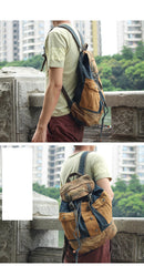 Fashion Denim Blue Mens Large Backpack Laptop Backpack Blue Jean Travel Backpacks For Men - iwalletsmen